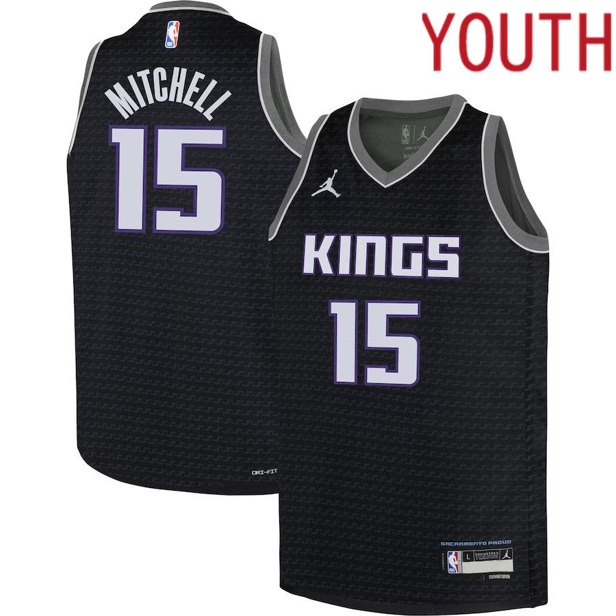 Youth Sacramento Kings #15 Davion Mitchell Jordan Brand Black 2022-23 Swingman NBA Jersey->customized nba jersey->Custom Jersey